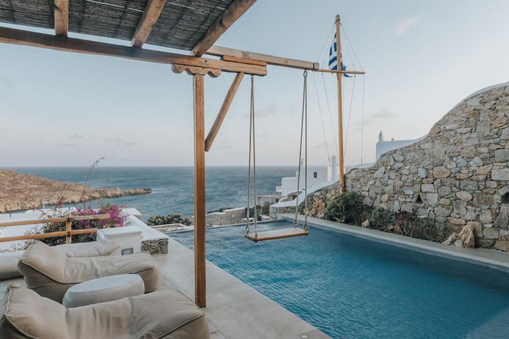 Private Cliffside Villa "150 Meters From The Beach" Mykonos Town Exterior photo